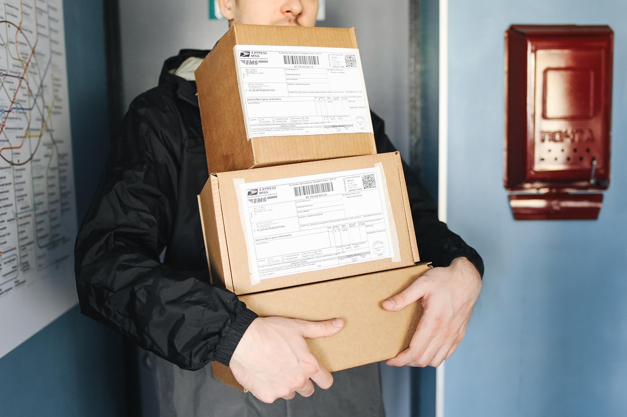 快递服务 Delivery Service 快递包裹与送货员 Delivery packages and delivery man.