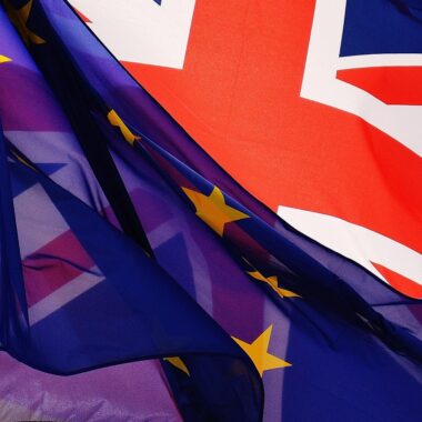 英国退欧相关旗帜与欧盟 Brexit and EU flags.